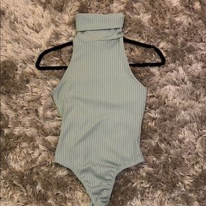 MISSGUIDED teal turtle neck bodysuit